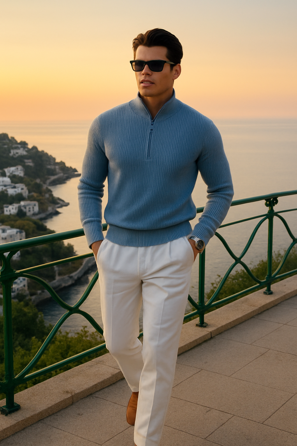 Sartoria Montari – Ribgebreid wollen zip winter cardigan