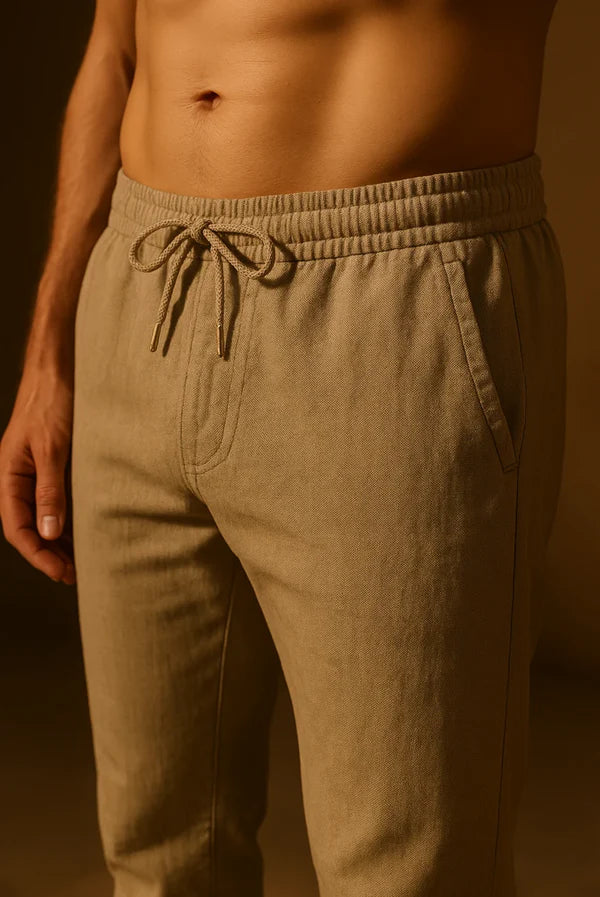 Sartoria Montari - Olijfgroene linnen broek