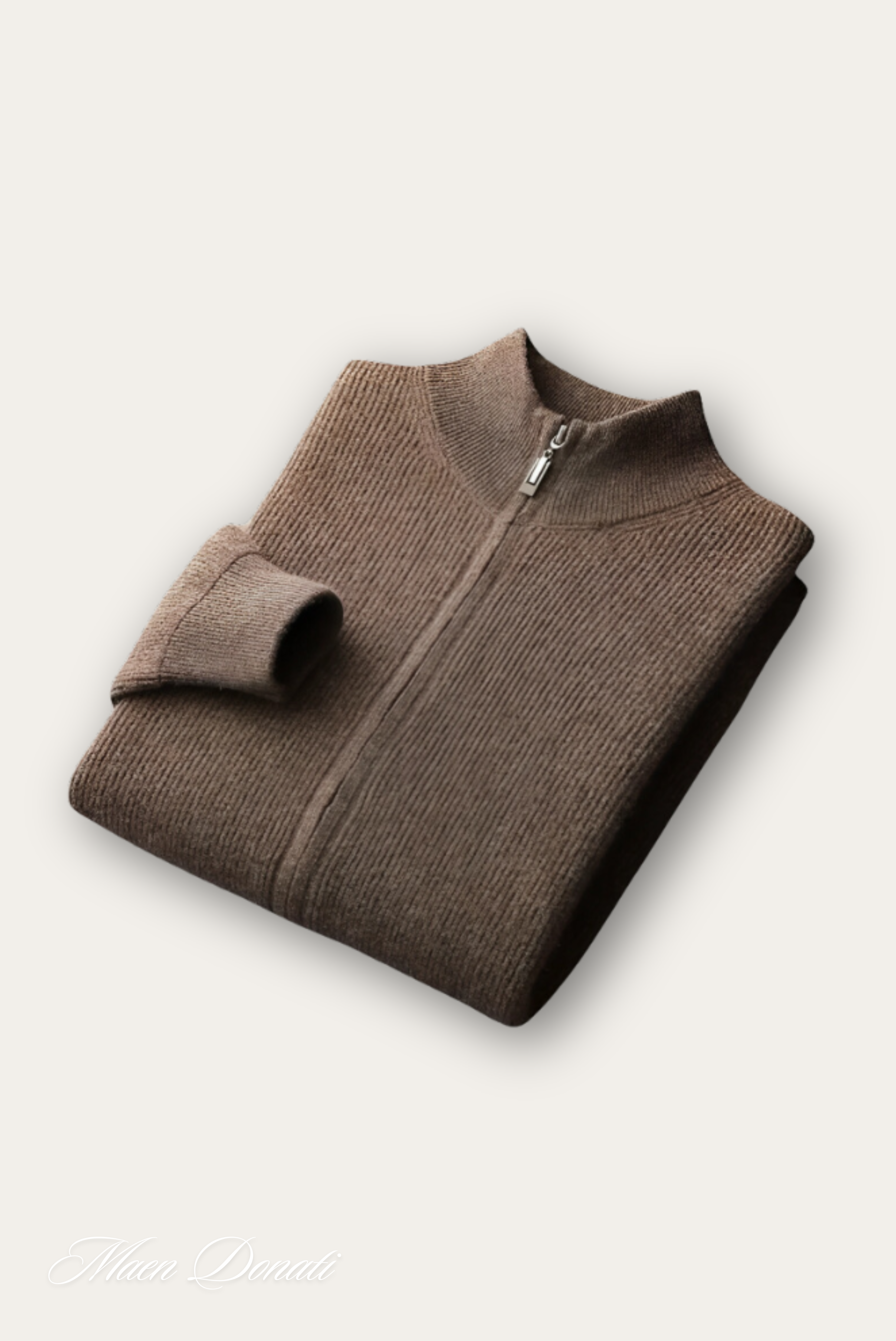 Sartoria Montari – Ribgebreid wollen zip Winter cardigan