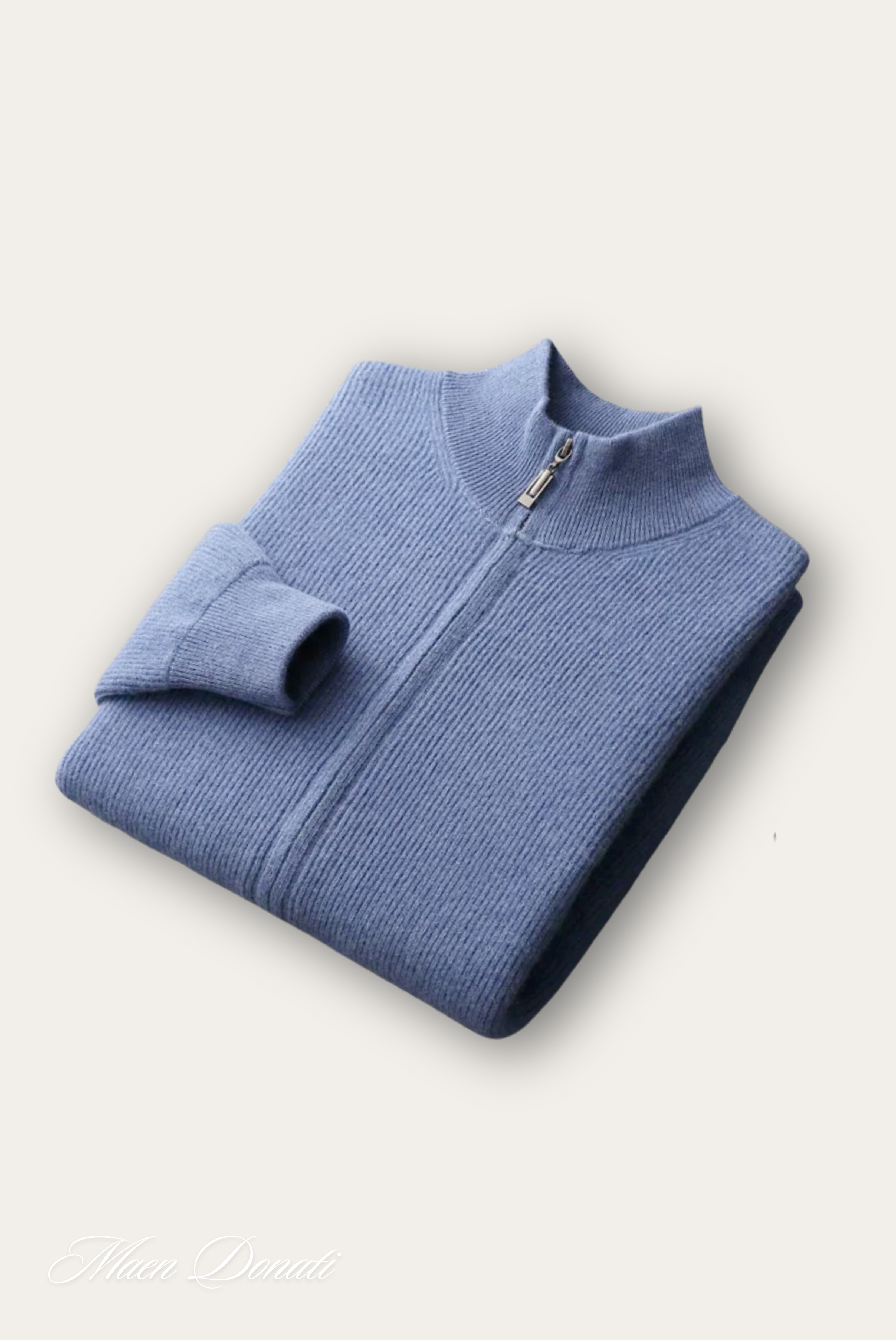 Sartoria Montari – Ribgebreid wollen zip winter cardigan