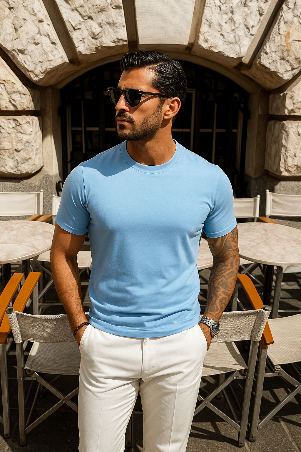 Sartoria Montari – Blauw Imperial Old Money T-shirt