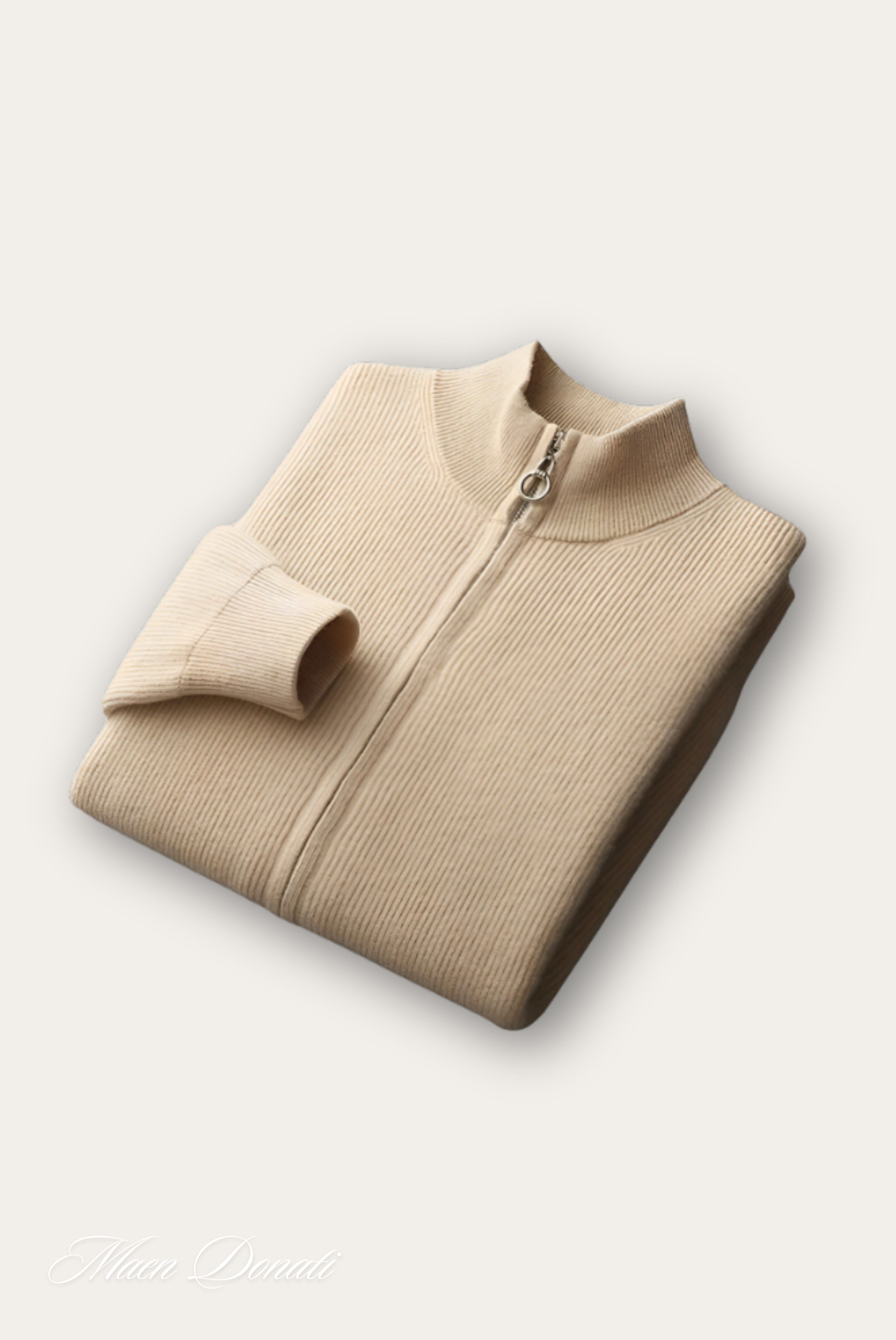 Sartoria Montari – Wollen beige heren vest met rits