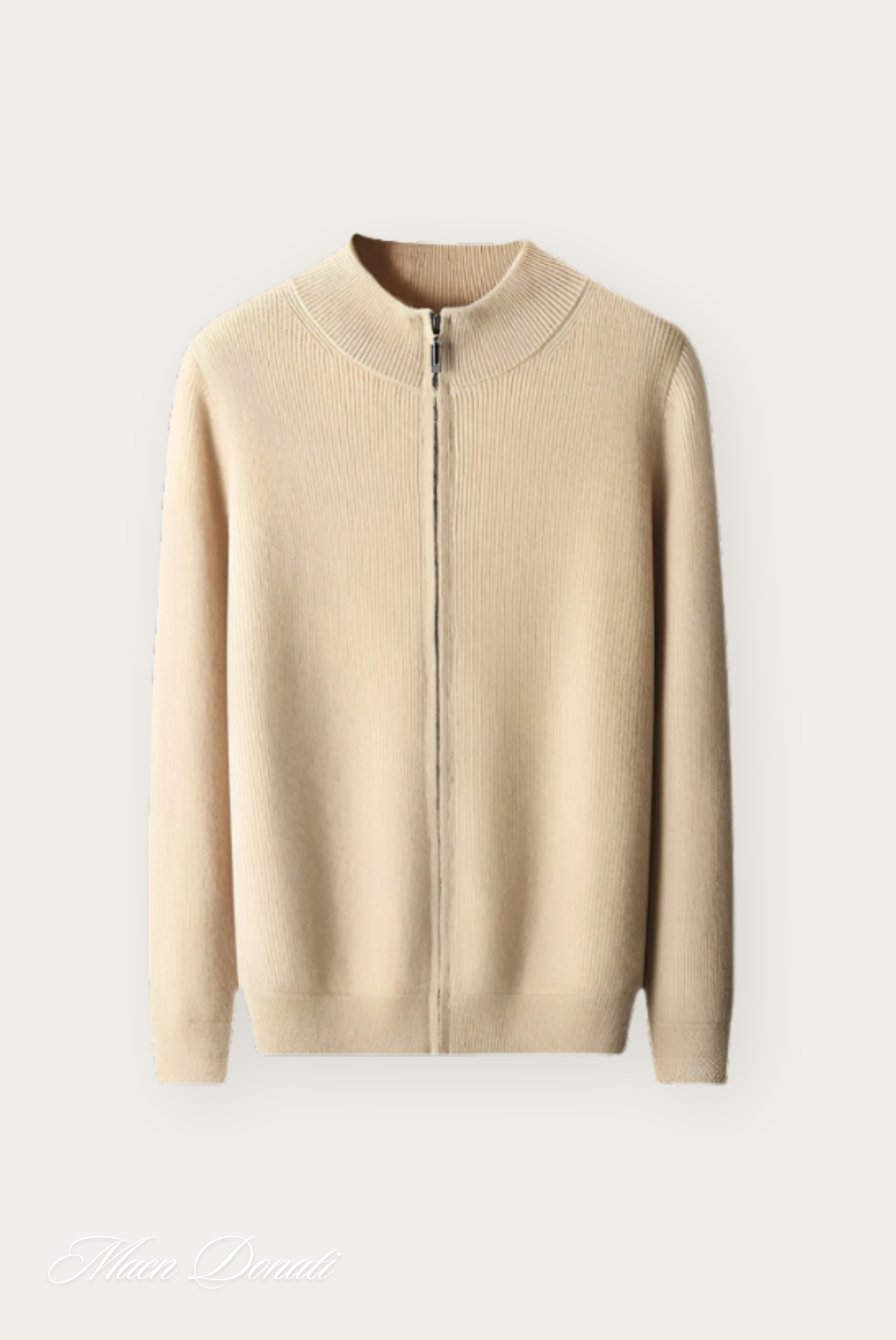 Sartoria Montari – Wollen beige heren vest met rits